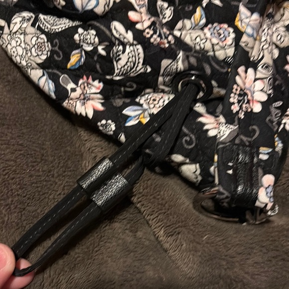 Vera Bradley Black Floral Glenna Cotton Hobo Bag - Picture 7 of 7